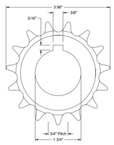SPROCKET 15 tooth 60 series 1 3/4" ID